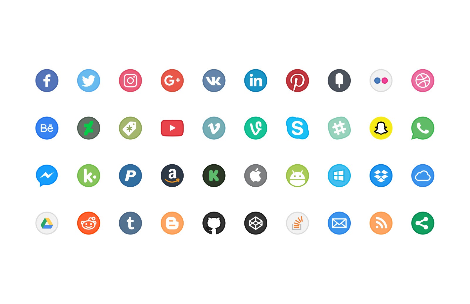 国外主流社交媒体线框图标 Free Line Icons – Social插图(2)