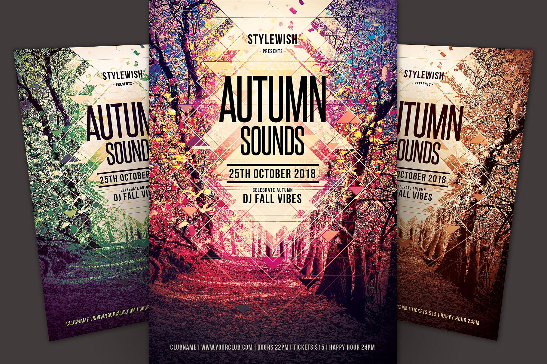 秋天音乐会传单模板 Autumn Sounds Flyer Template插图