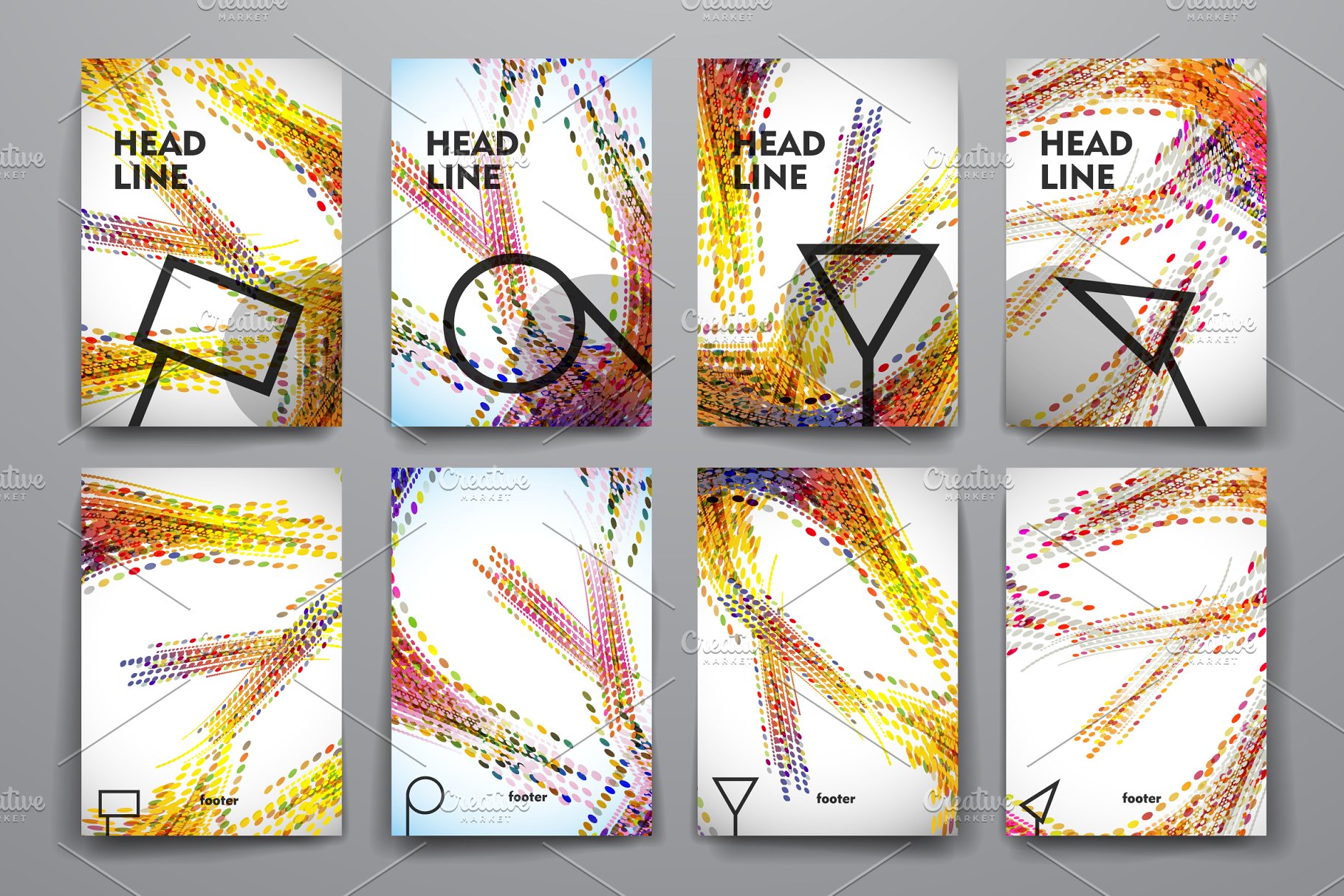 抽象几何叠加图形杂志画册模板 Abstract Brochure Templates插图(4)