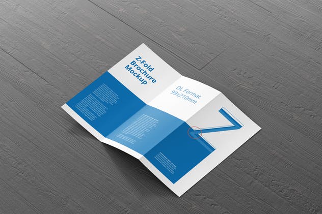 高品质DL三折页宣传册样机模板 DL Z-Fold Brochure Mockup – 99x210mm插图(2)