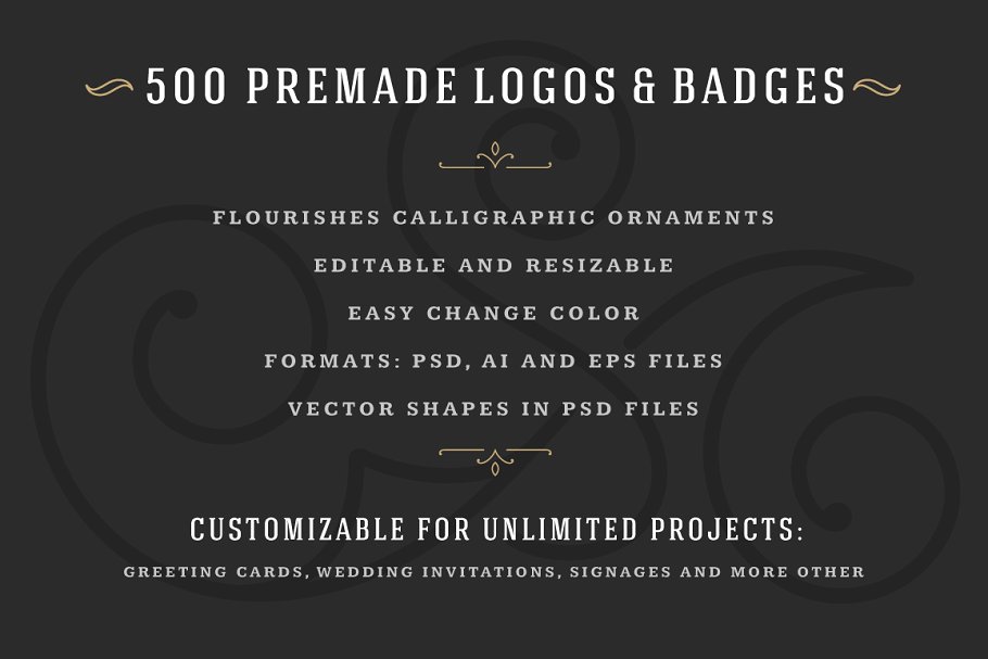 500个复古装饰风格Logo和徽章模板 500 ornaments logos & monograms插图1