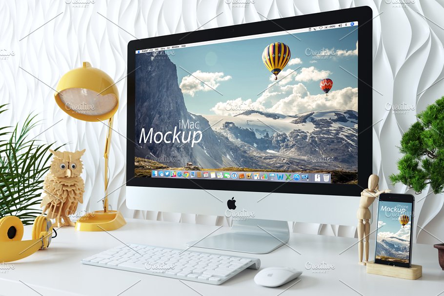 Apple一体机&iPhone手机样机模板 Apple imac & iphone mockup插图(1)