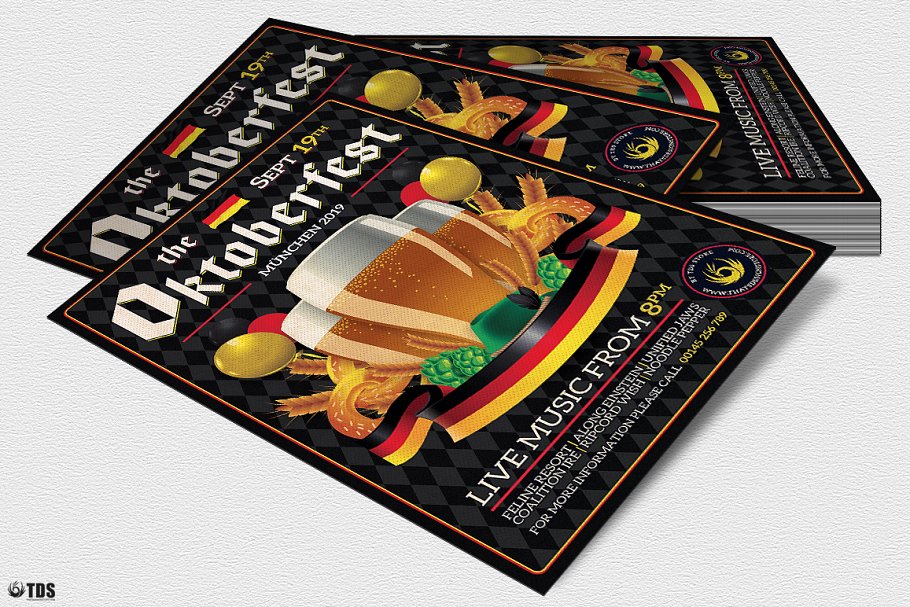 德国慕尼黑啤酒节宣传传单PSD模板V12 Oktoberfest Flyer PSD V12插图3