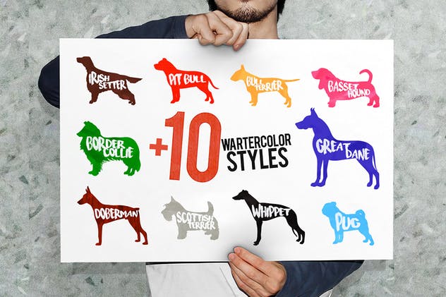 10款动物犬种矢量插画素材 10 Dog Breeds vol2 + Bonus插图(3)