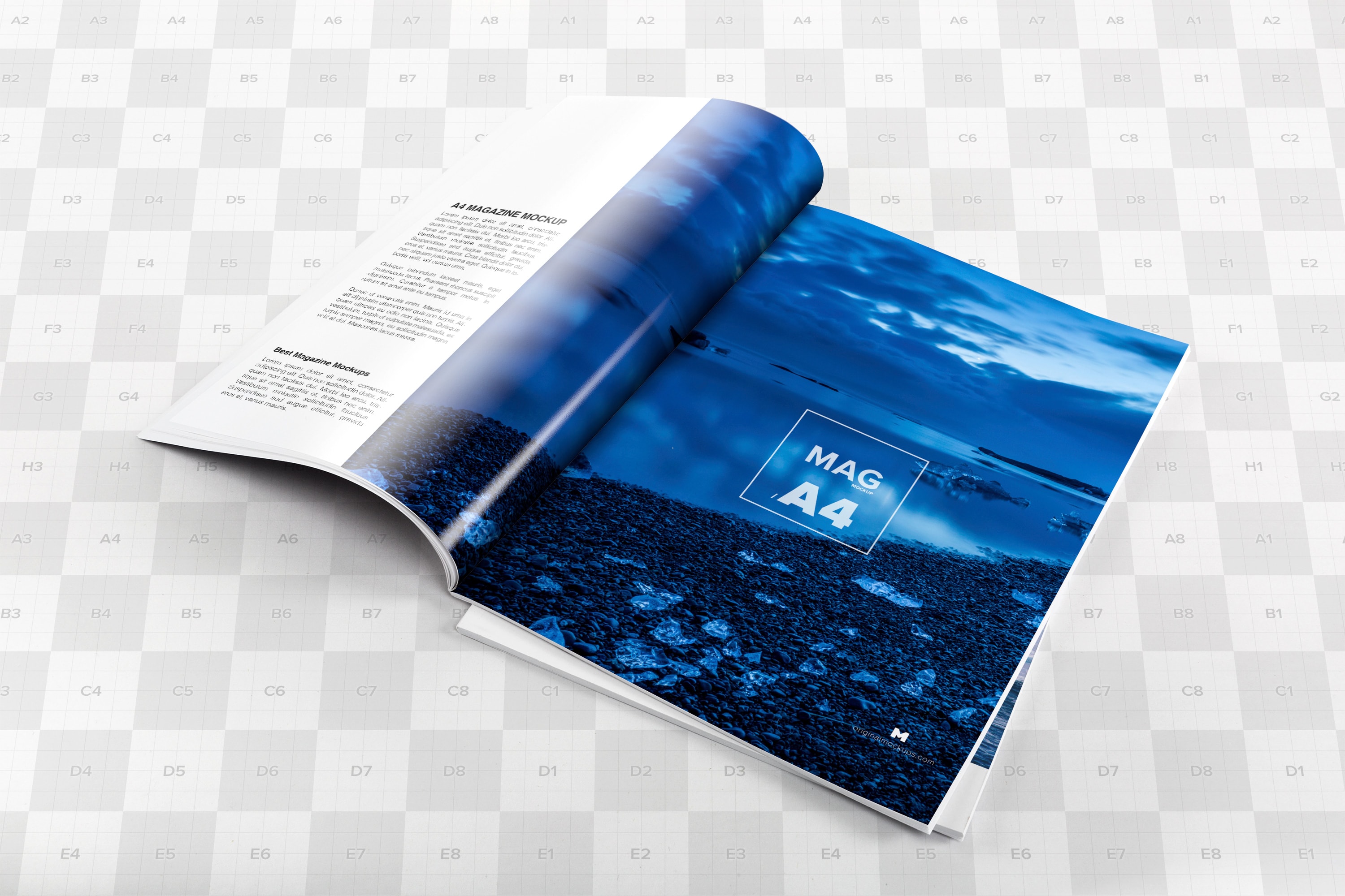 A4尺寸大小高端杂志内页排版设计效果图样机 A4 Magazine Spread Mockup插图