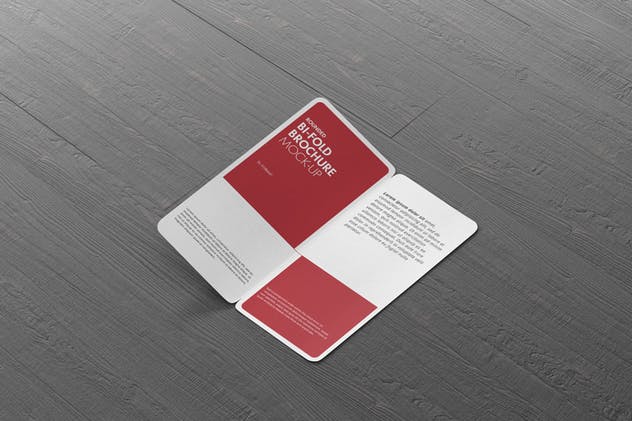 圆角折页小册传单设计样机模板 DL Bi-Fold Brochure Mock-Up – Round Corner插图(2)