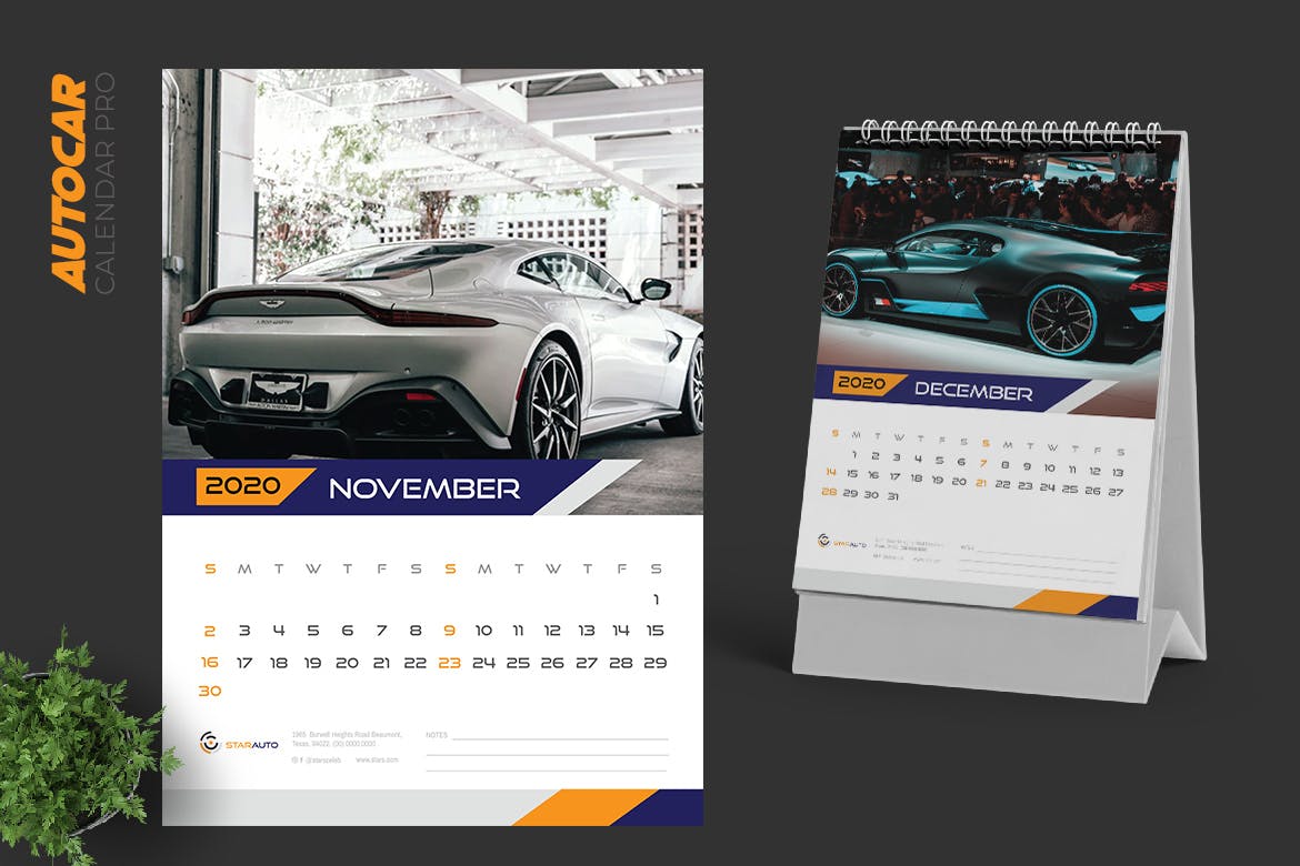 汽车经销商日历定制设计2020年活页台历设计模板 2020 Auto Car Calendar Pro插图(6)
