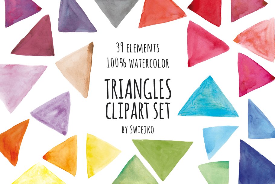 多彩三角形水彩剪贴画 Watercolor triangles插图