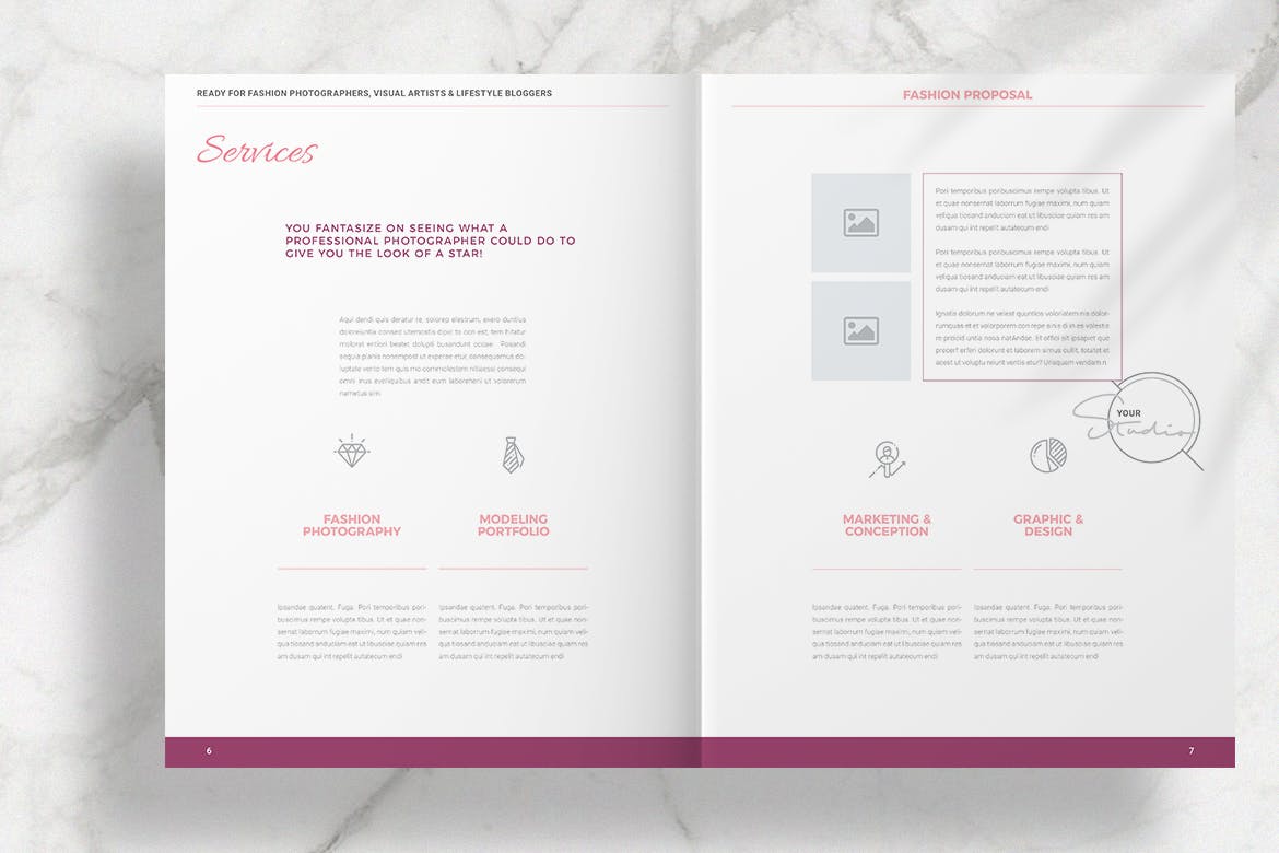 粉红时尚行业项目提案版式设计模板 Pink Fashion Proposal Layout插图(5)