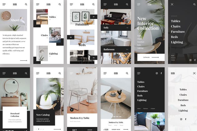 家居家居电子商务APP应用UI套件 Homeband – Interior & Furniture iOS UI Kit插图(2)