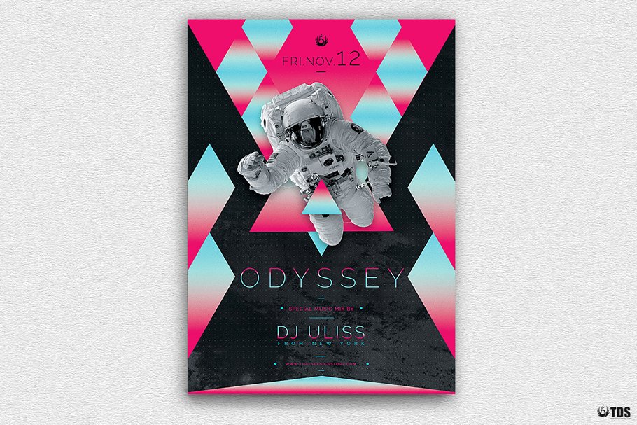 太空旅行主题传单PSD模板 Odyssey Flyer PSD插图(1)
