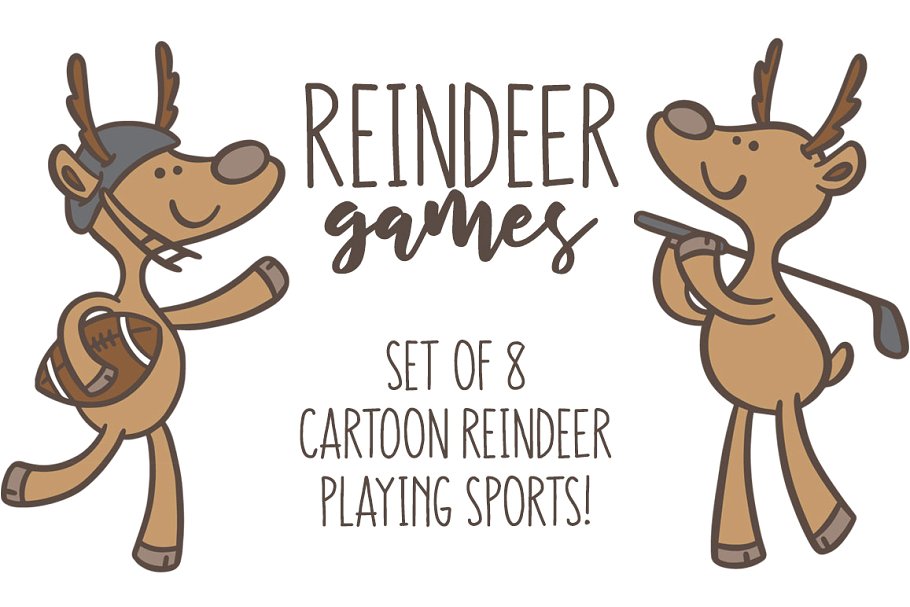 驯鹿矢量图形游戏设计素材 Reindeer Games: 8 cartoon set插图