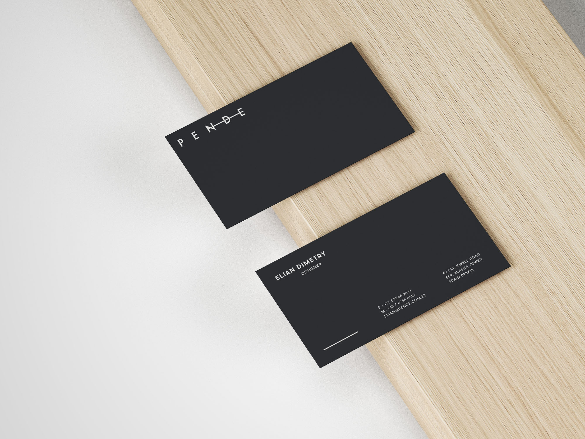 简约高级名片设计效果图样机模板 Slim Business Card Mockup插图