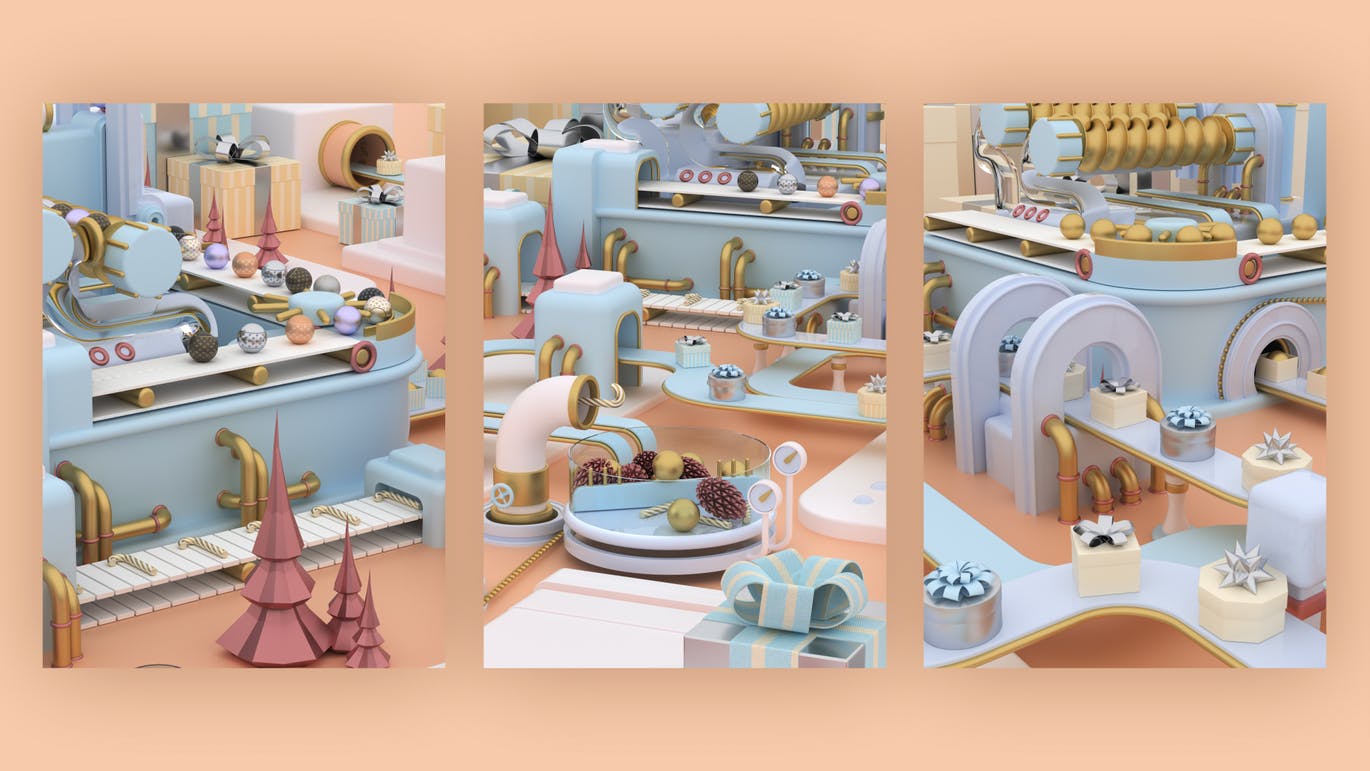 3D建模圣诞节主题概念工厂场景PNG素材 Christmas Factory插图(11)