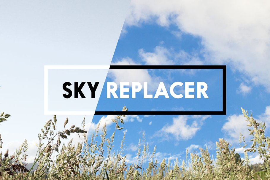 蓝天白云照片叠层PS动作 Sky Replacer Photoshop Actions插图