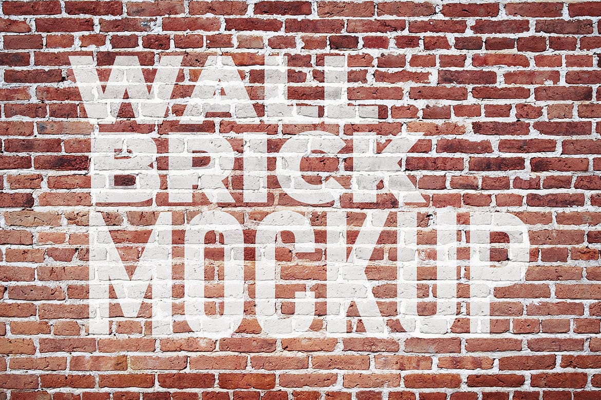 红墙砖背景刷墙文字/Logo预览样机模板 Red Wallbrick Mockup插图