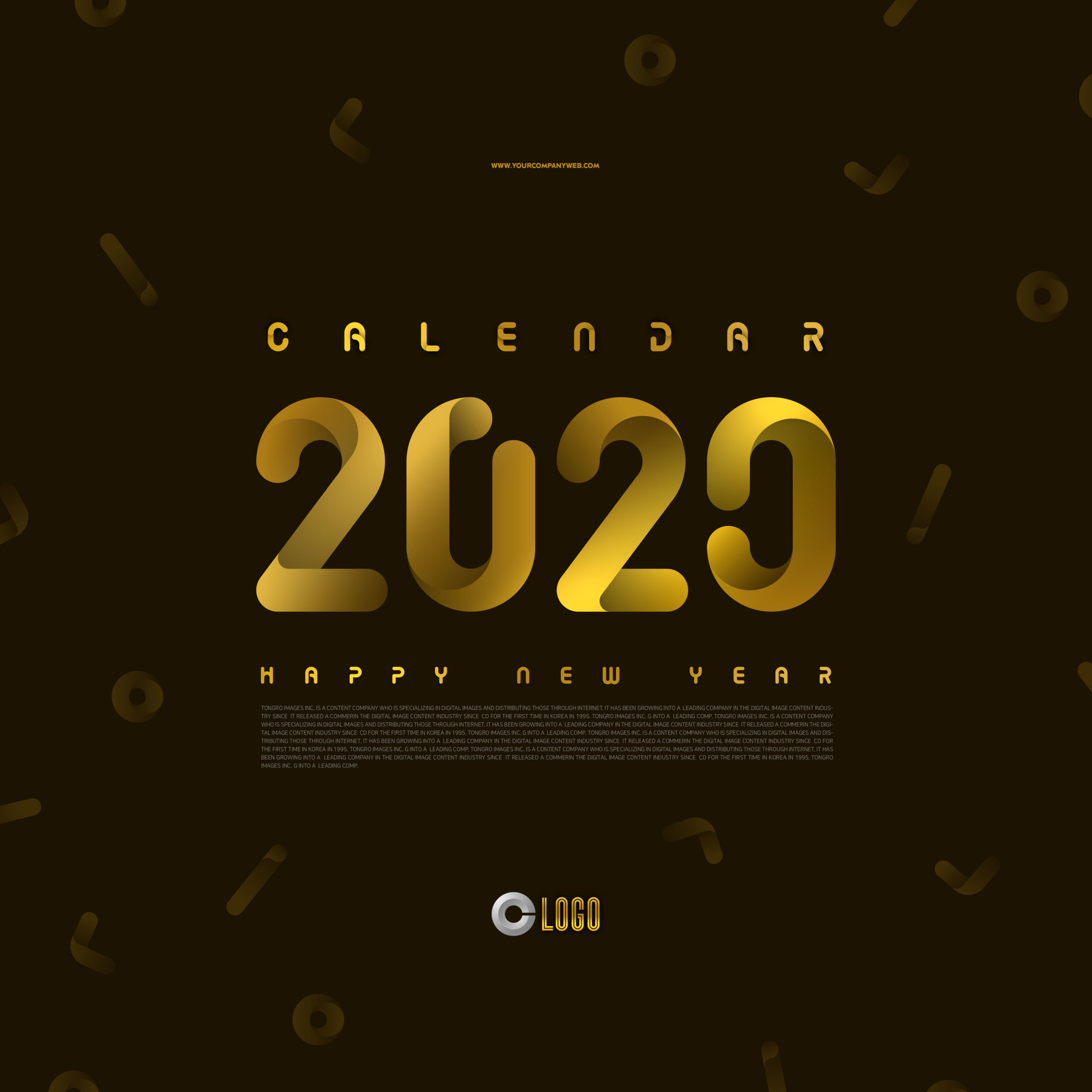扭曲效果2020金色字体海报传单设计素材[PSD]插图