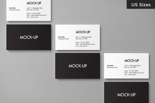 美国尺码简约风企业名片样机模板 Business Card Mockups – US Sizes插图(2)