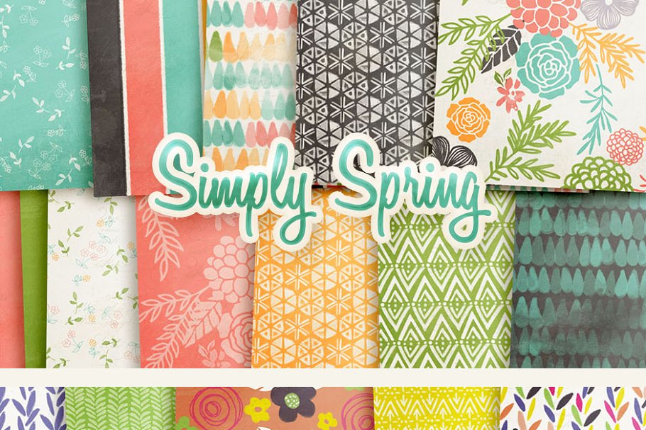 春季大自然色彩纸张包装纸纹理 Spring Digital Papers Collections插图1