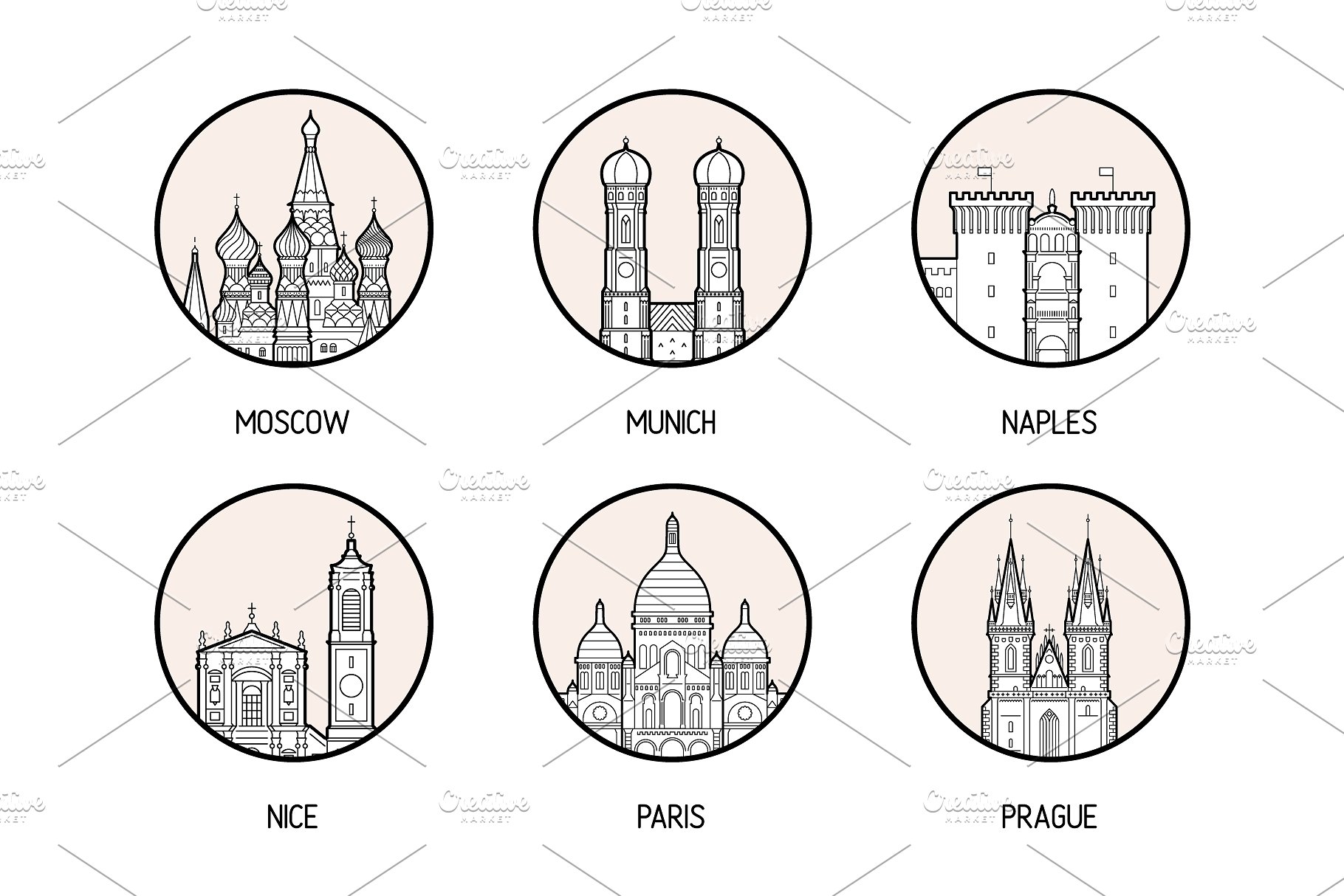 30个欧洲城市的徽章图标集合 Icons of 30 European cities插图5