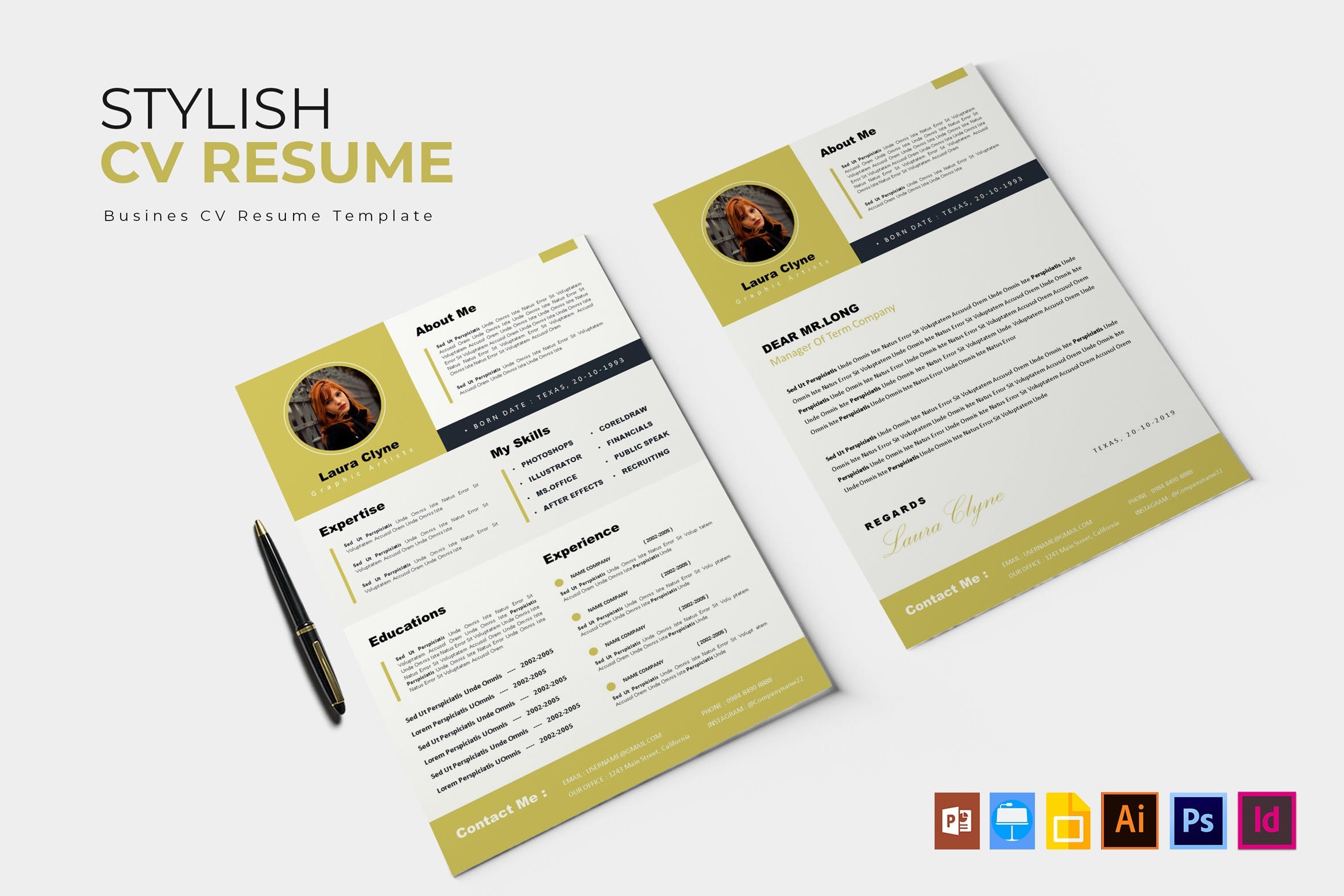 图形设计专家个人电子简历设计模板 Stylish | CV & Resume插图
