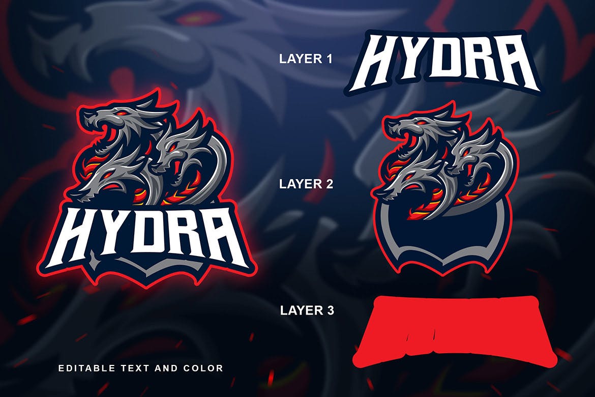 九头蛇电子竞技战队Logo设计模板 Hydra Sport and Esport Logo Template插图1