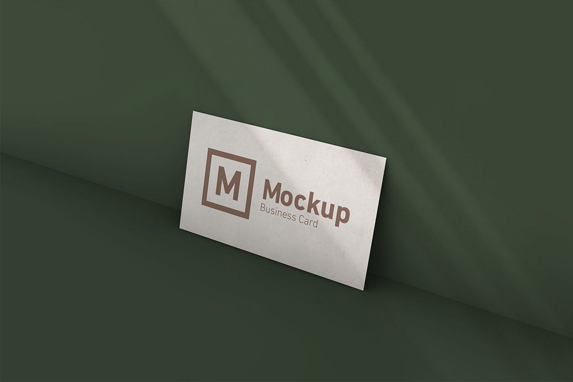 企业名片设计阴影效果样机模板 Business Card Mockup With Shadow插图1