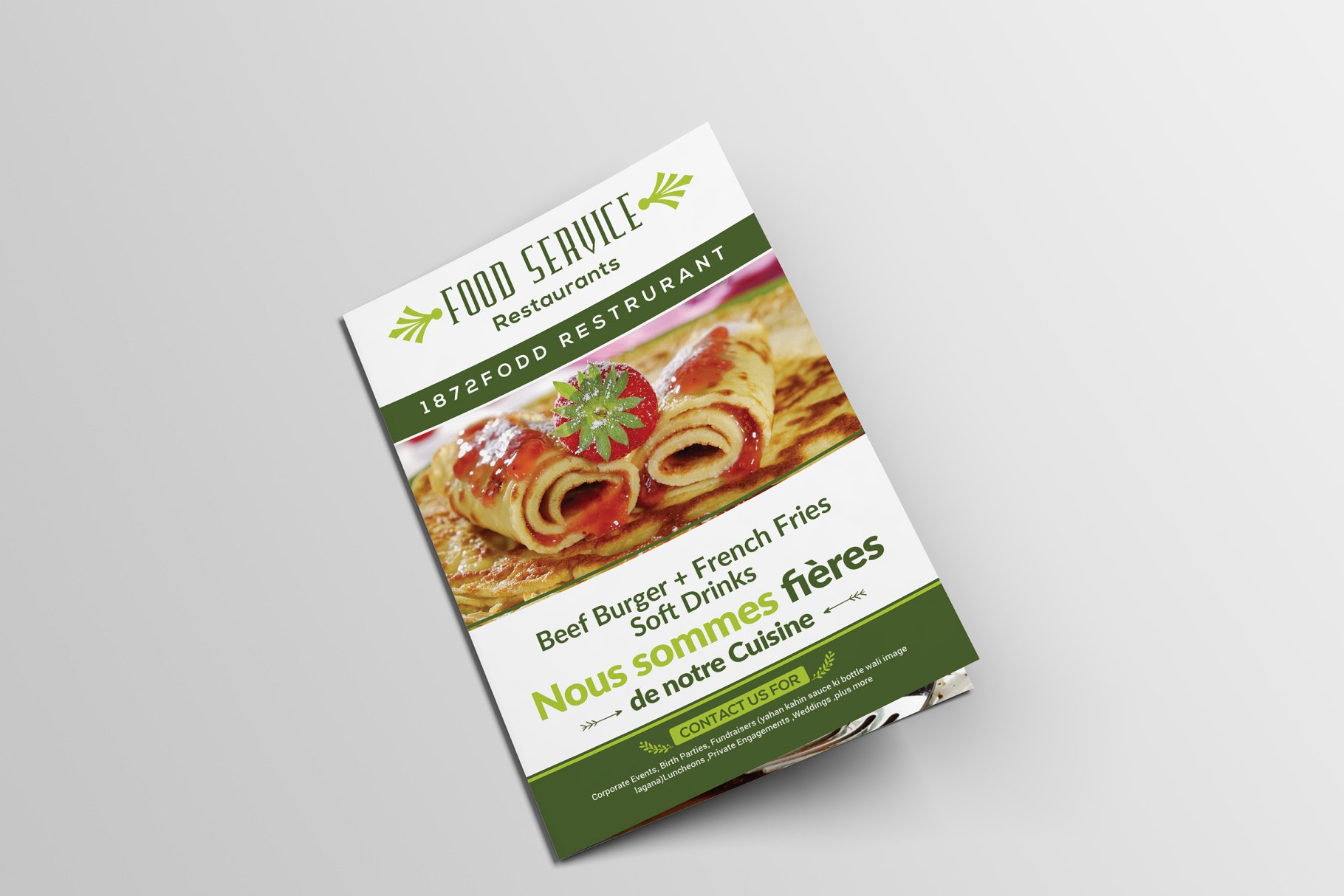 双折页西式快餐餐厅食品菜单模板 Bi-fold Restaurant Food Menu插图(3)