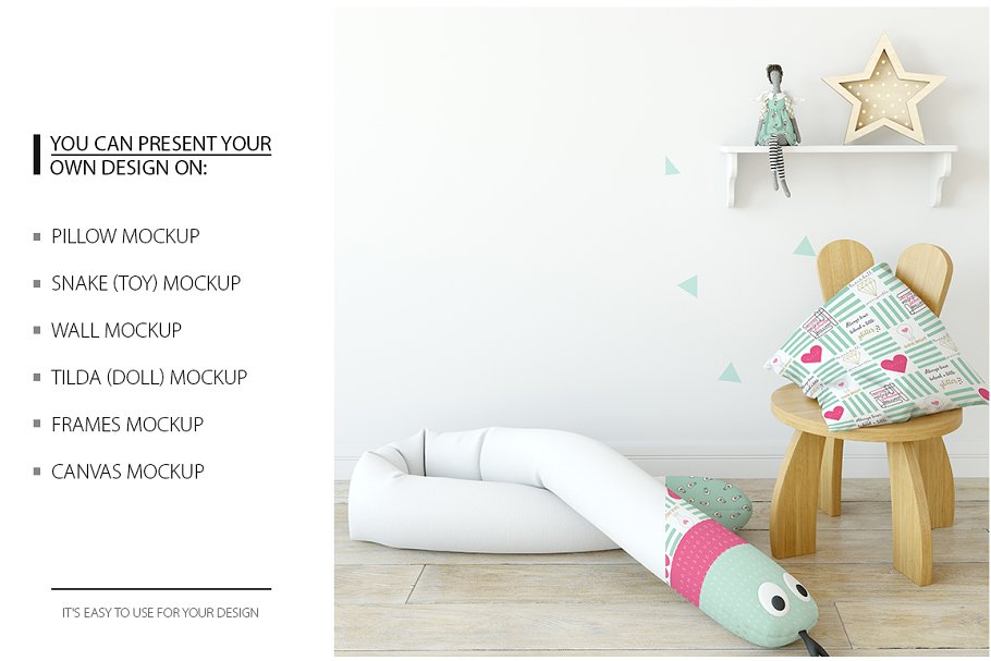 儿童室内织物样机模板 KIDS Interior Fabric Mockup Pack – 1插图(10)
