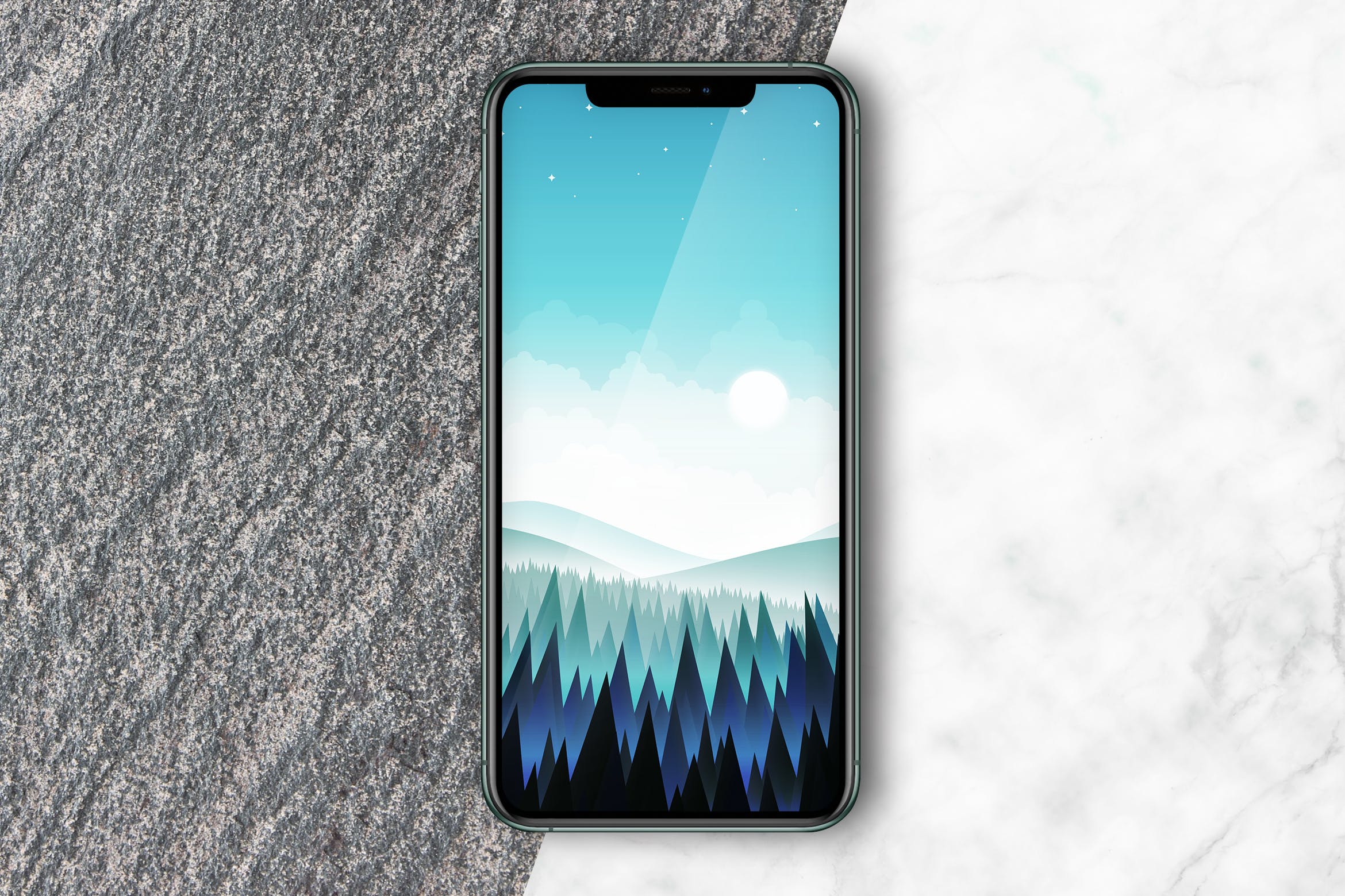 双色大理石背景iPhone手机样机模板 iPhone mockup插图