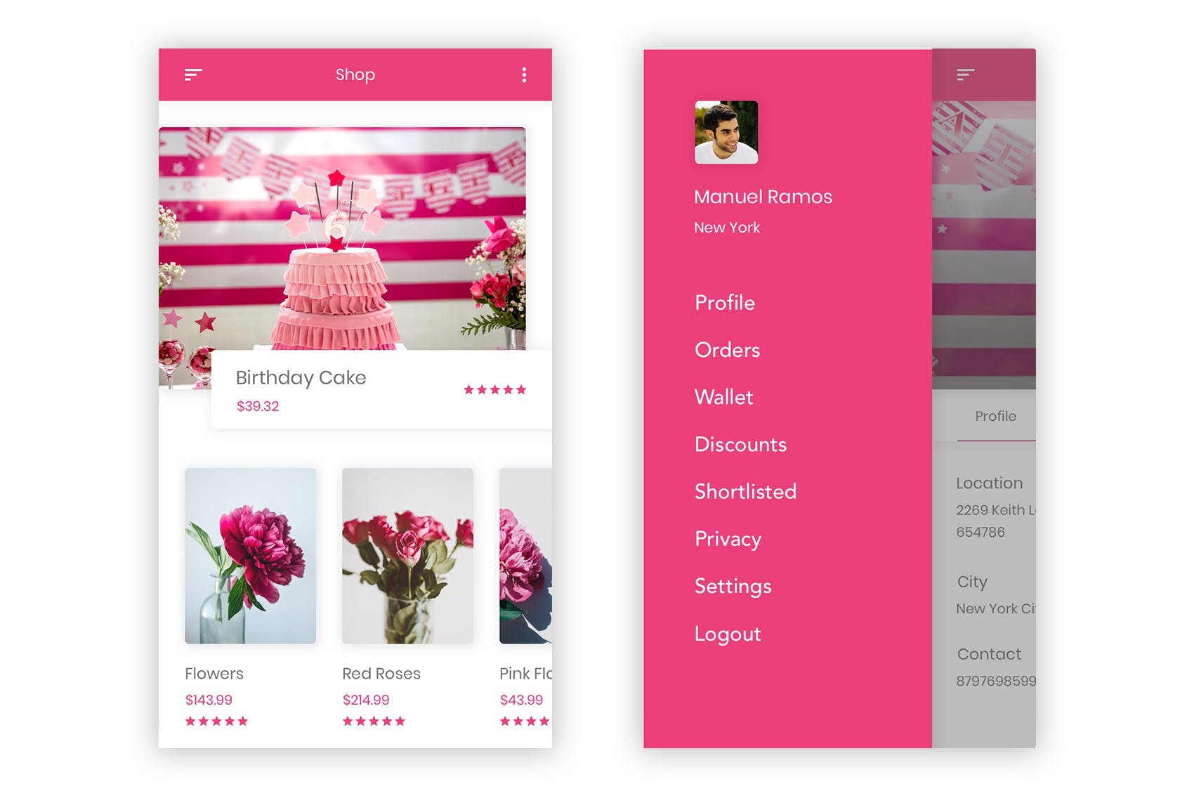 礼品&鲜花预订APP应用UI设计套件PSD模板 Khushi – Gifts & Flowers Shop UI Kit (Photoshop)插图(3)