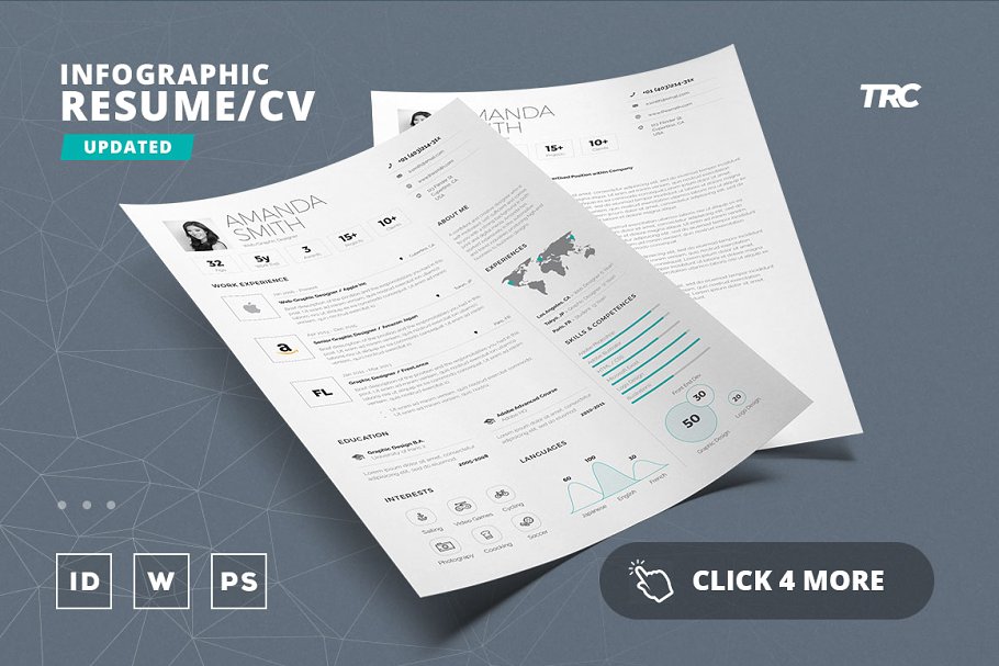 信息图表类型简历模板 Infographic Resume/Cv Template Vol.6插图(1)