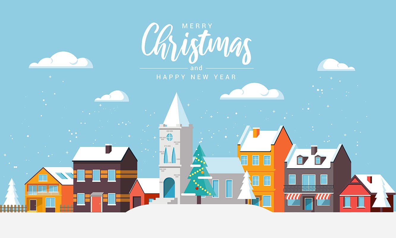 圣诞节&2020新年快乐主题矢量场景插画素材 Merry Christmas and and Happy New Year cards插图5