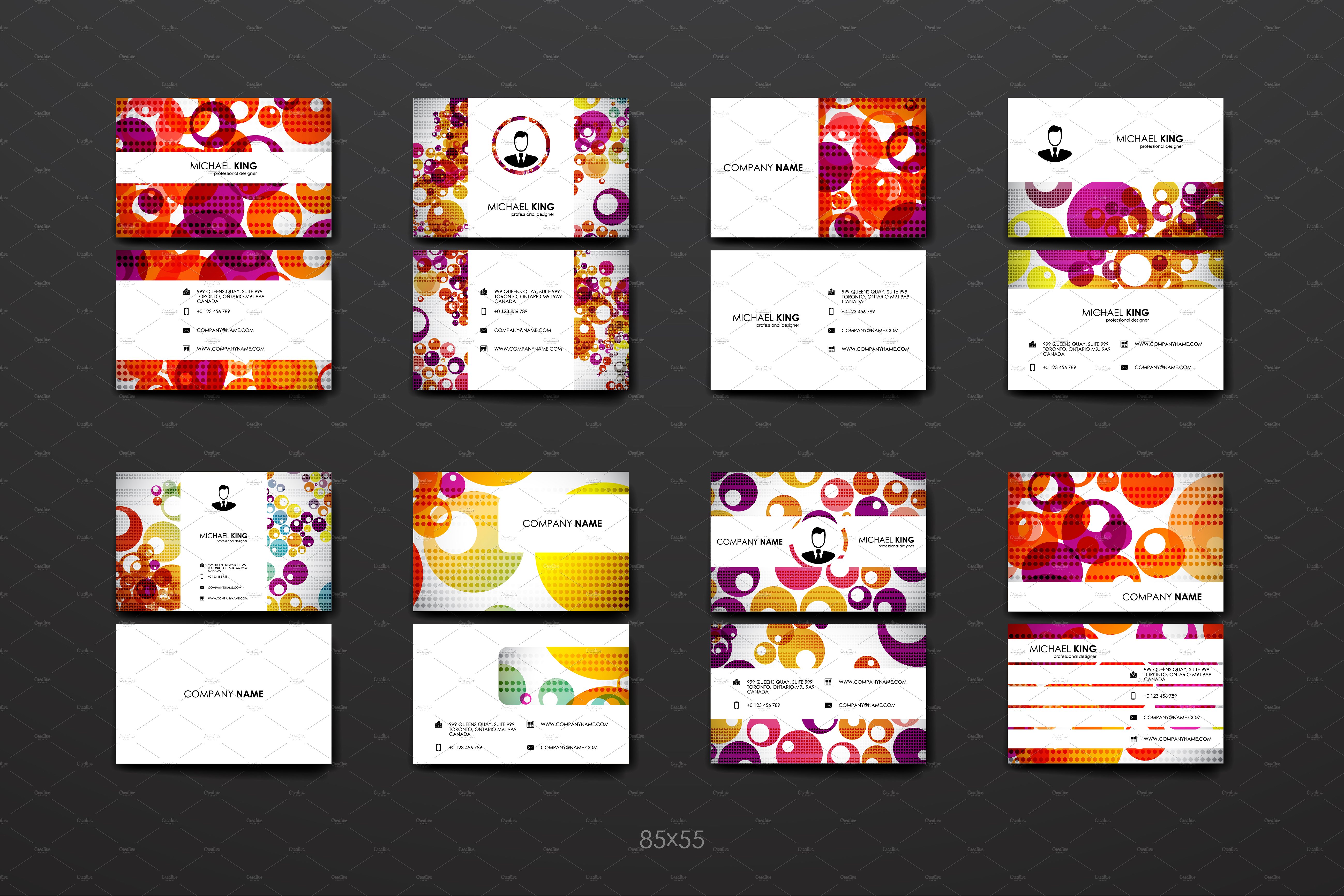 多彩抽象图形背景企业名片模板 Colourful Business Card Templates插图