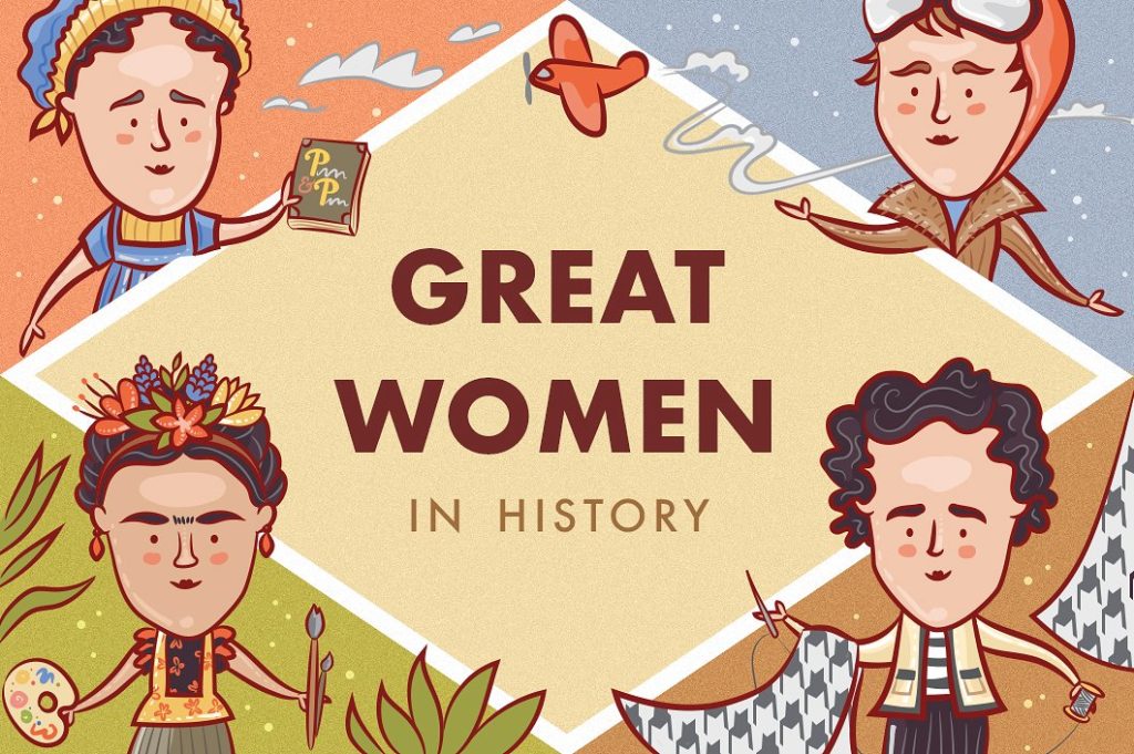 8张国外历史上伟大女性矢量插画打包下载[eps,png]插图