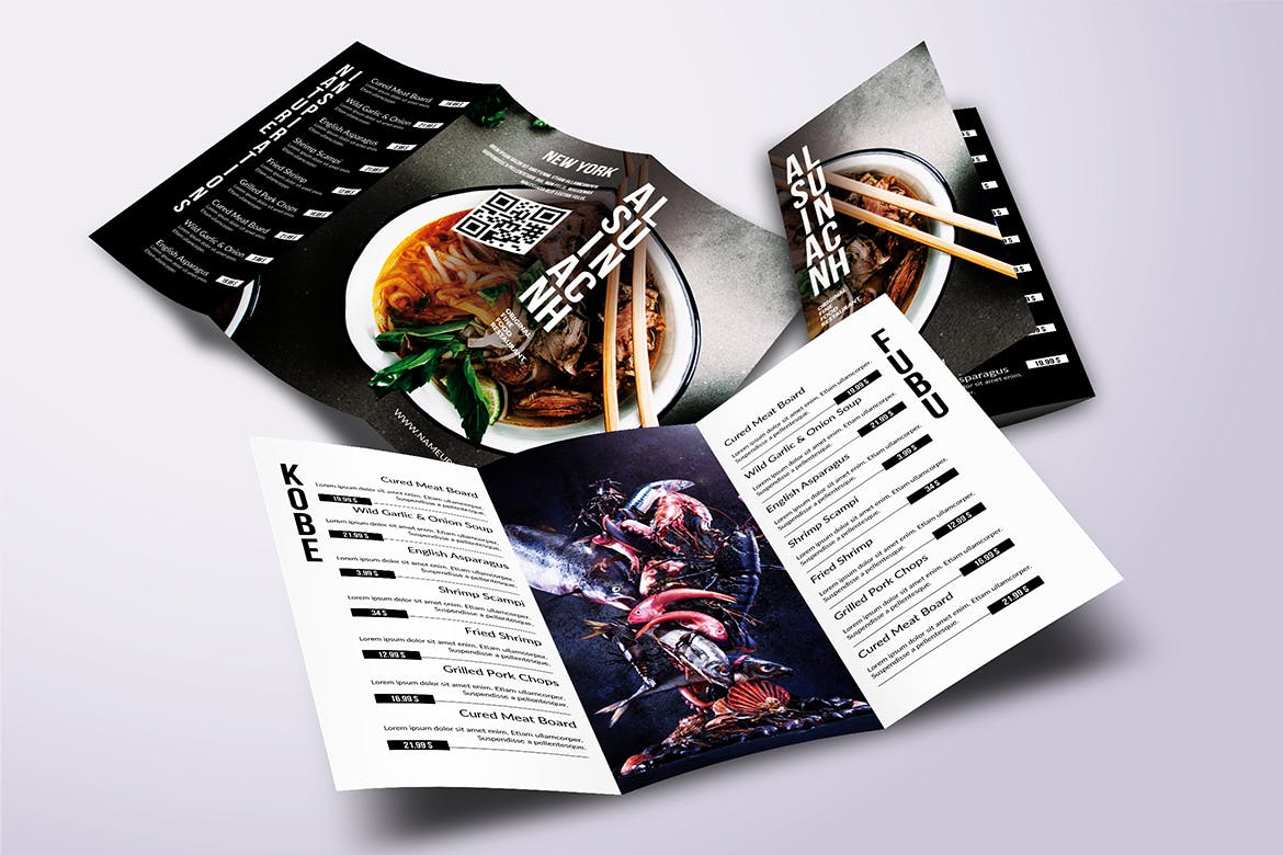 亚洲美食餐馆菜单设计模板合集 Asian Cuisine Elegant Food Menu Bundle插图5