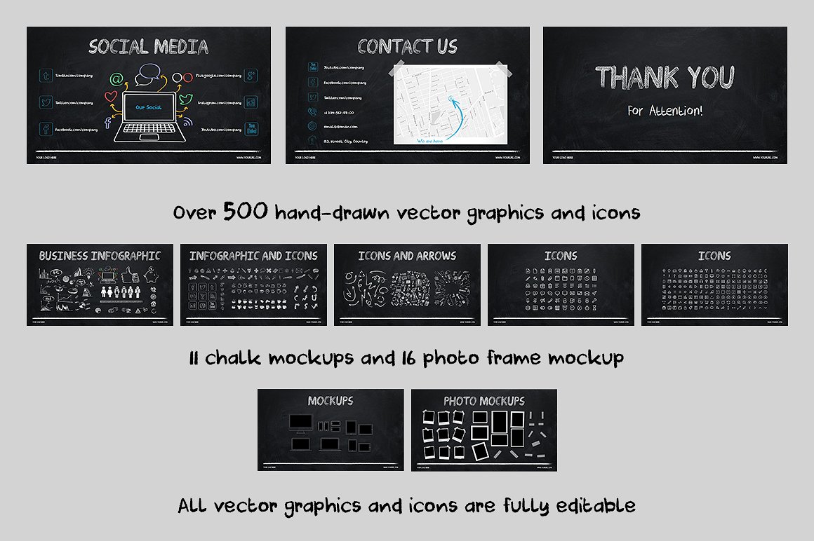 60+独特的粉笔效果PowerPoint演示模板下载Chalk – Powerpoint Template[ppt,pptx]插图(7)