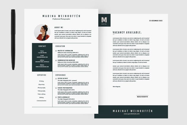 极简主义的求职简历模板 Minimal Resume & CV Template插图1