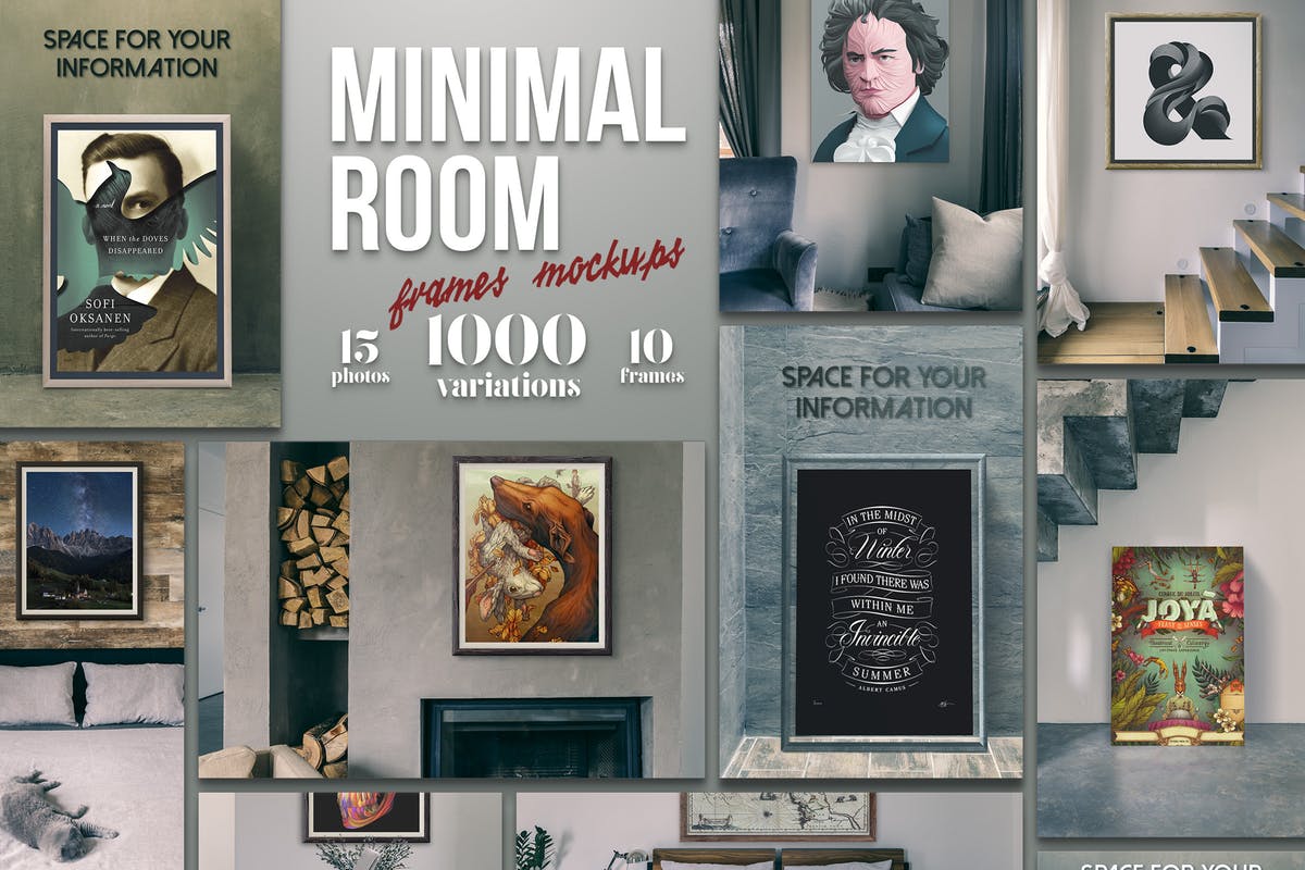 数字艺术作品展示样机模板合集 Minimal Room – Frames Mockups插图