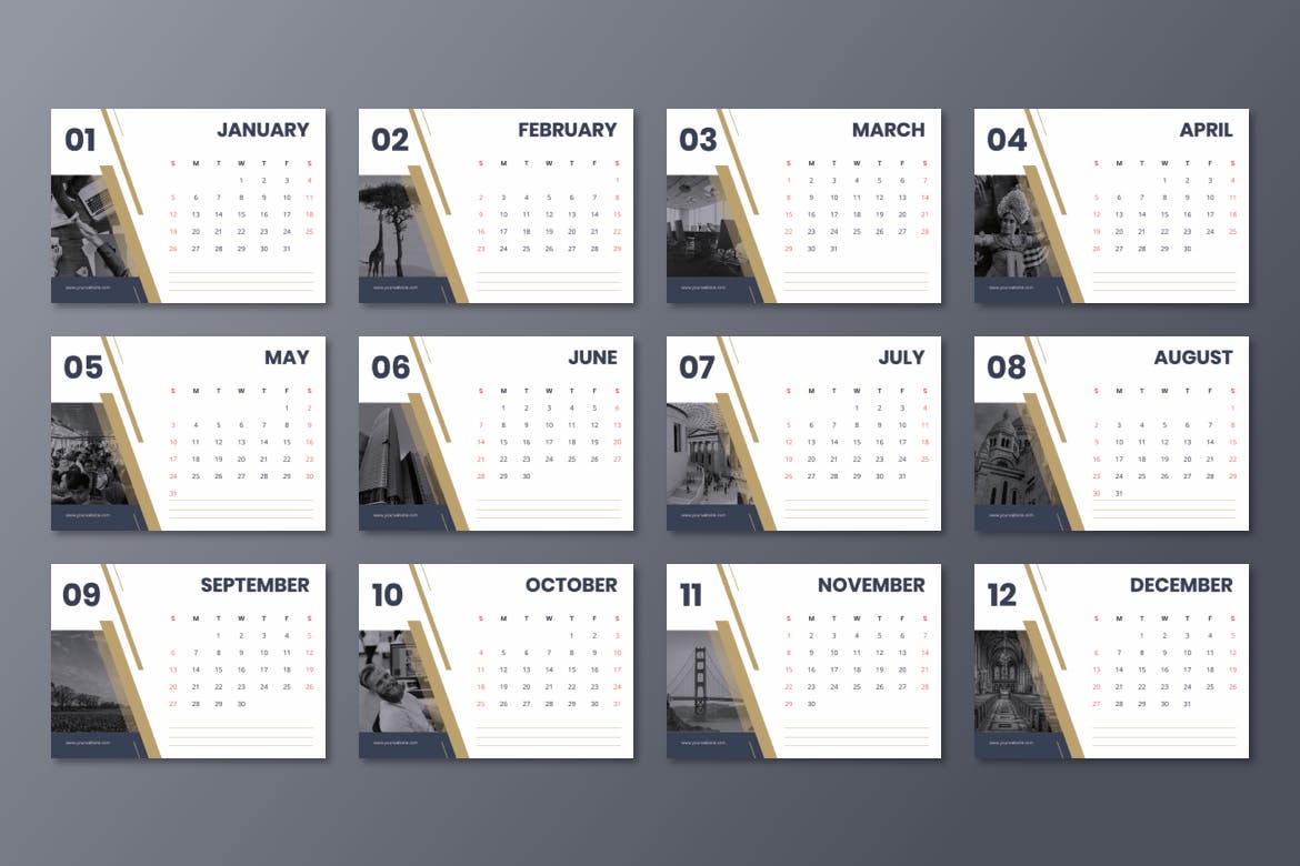 2020年企业定制活页日历设计模板 Corporate Calendar 2020插图(4)