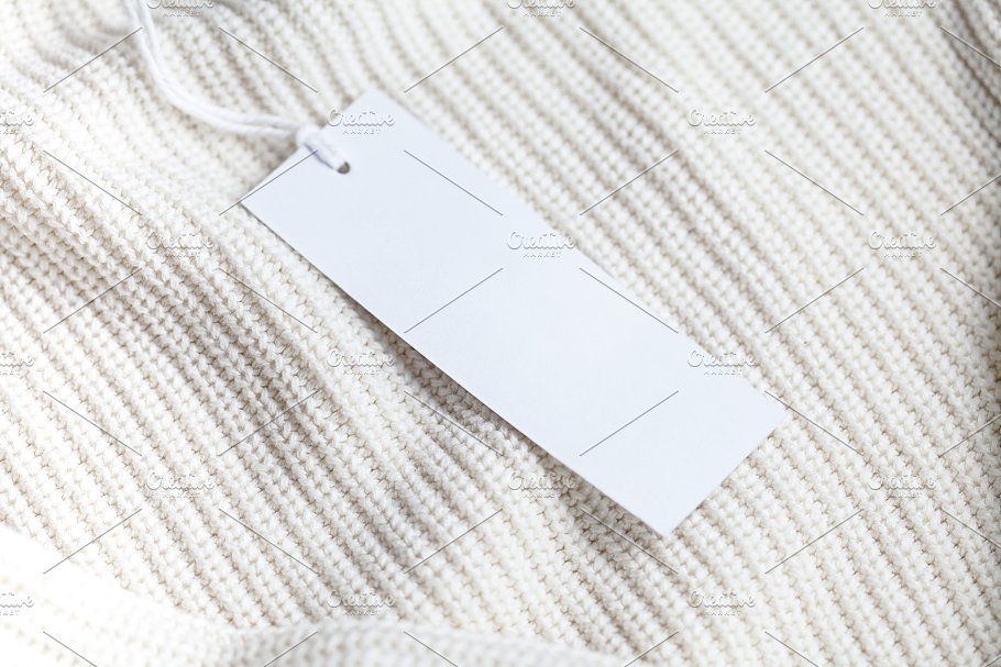 服装吊牌标签样机模板 Clothes label tag blank white mockup插图(1)