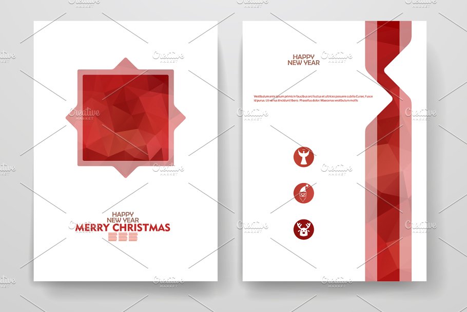 圣诞节主题背景小册子模板 Merry Christmas brochures插图4