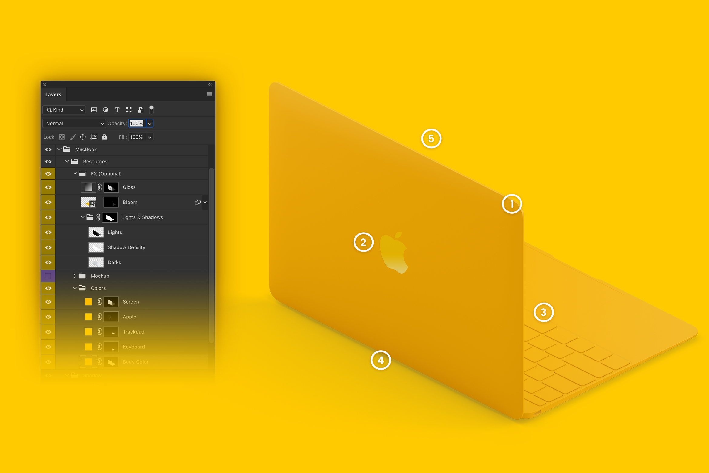 Macbook等距后左视图粘土样机模板 Clay MacBook Mockup, Isometric Back Left View插图4