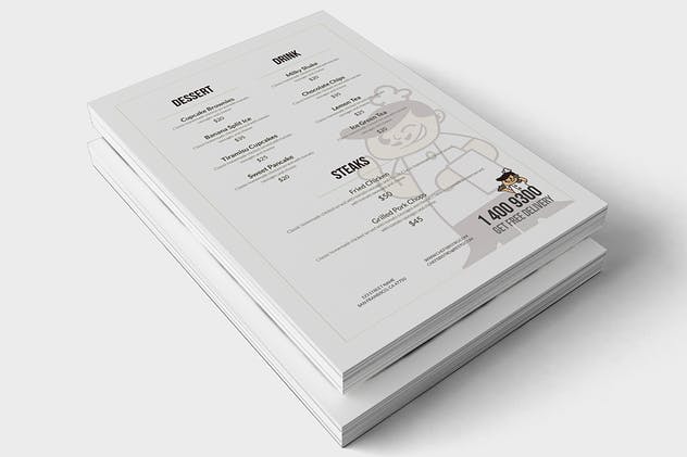 卡通图案餐馆饭店菜单传单设计模板 ChefBistro Food Menu Flyer插图(2)