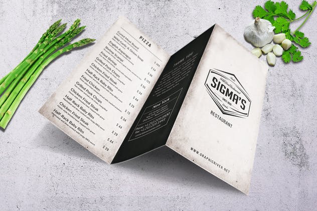 西式快餐汉堡店餐厅极简主义设计风格菜单模板 Sigma Minimal Trifold Menu A4 and US Letter插图(5)