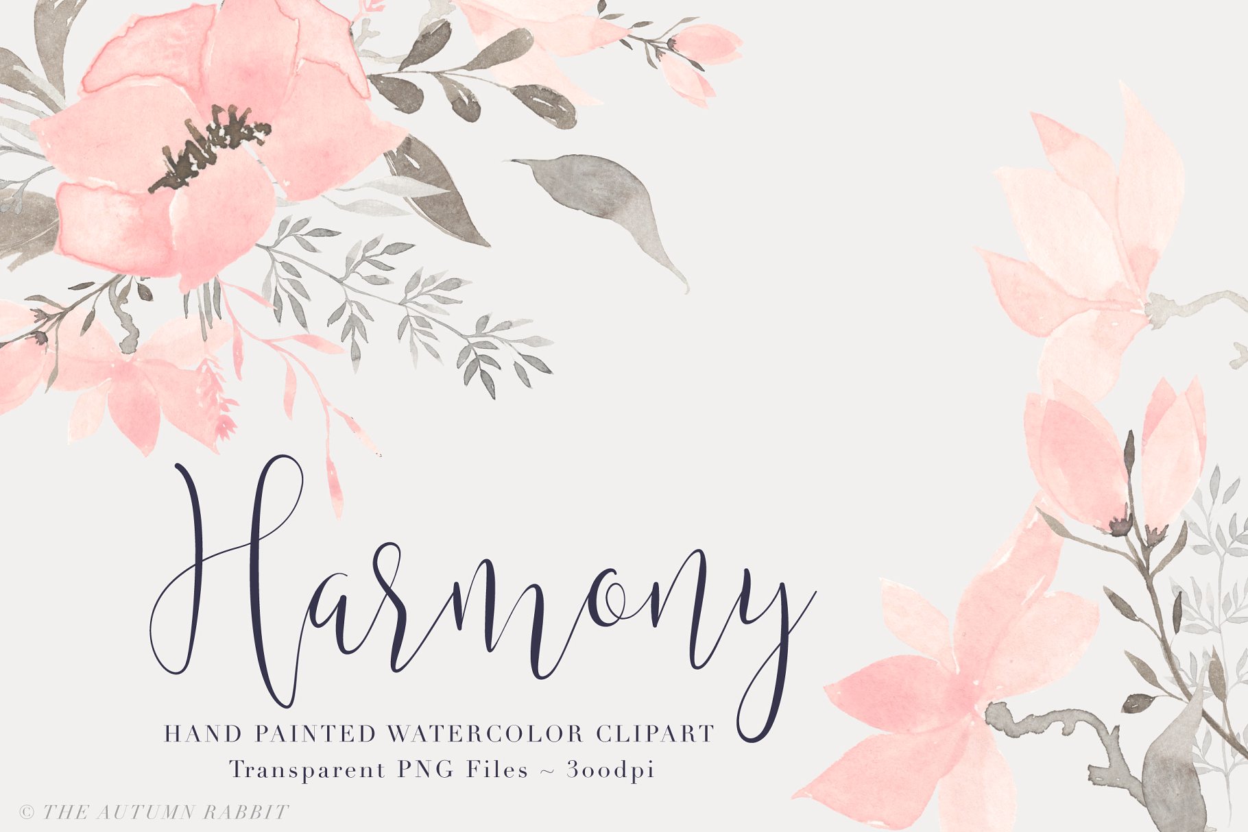优雅水彩手绘花卉剪贴画 Watercolor Floral Clipart – Harmony插图