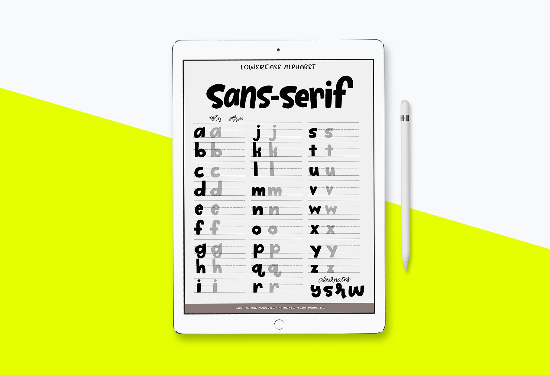 无衬线字体Procreate&PS笔刷 Sans-Serif Lettering Worksheet插图2
