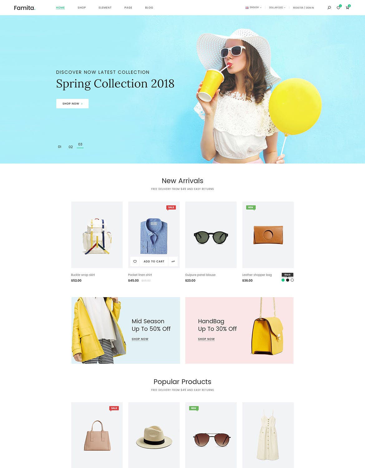 现代极简设计理念网上商城设计PSD模板 Famita | Minimalist WooCommerce Psd Template插图6