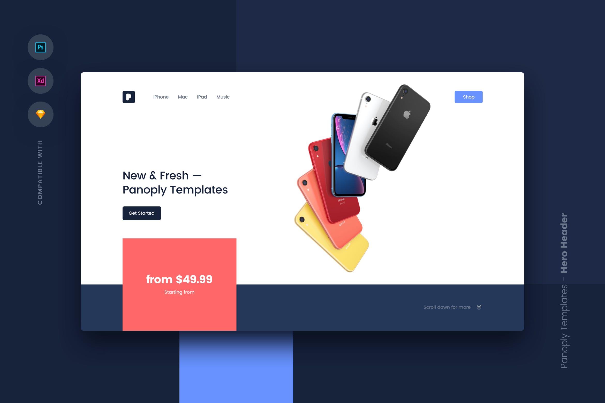 网站UI设计巨无霸Header设计模板v3 Web Templates UI Kit – Hero Header 3插图