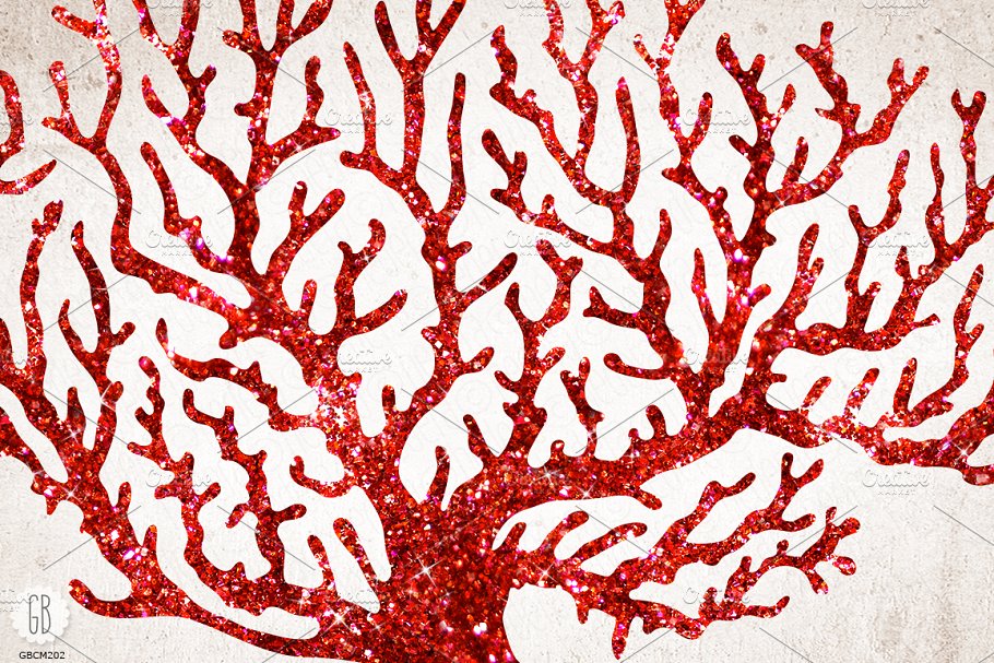 深海类波光粼粼海洋珊瑚生物插画 Sparkling corals, sea life clip art插图4